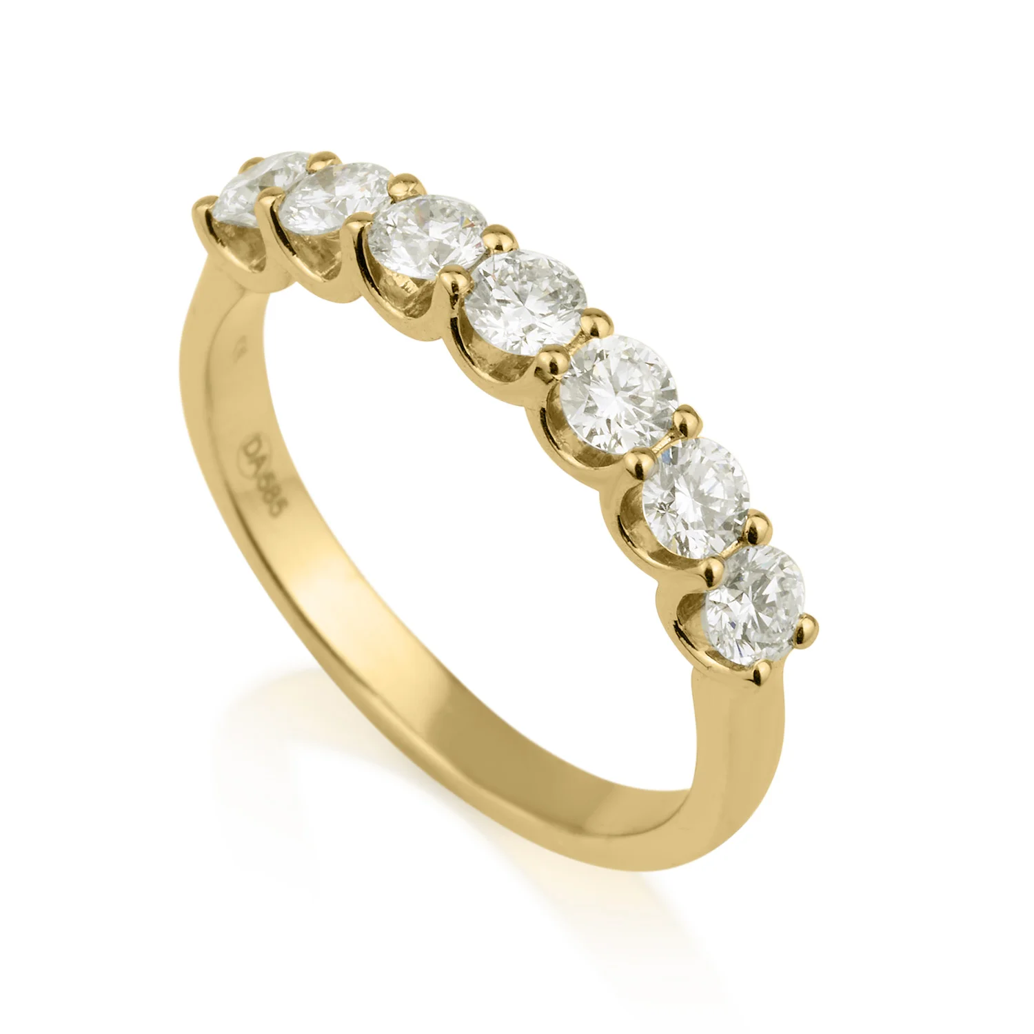 טבעת קשת עם שבעה יהלומים מזהב צהוב