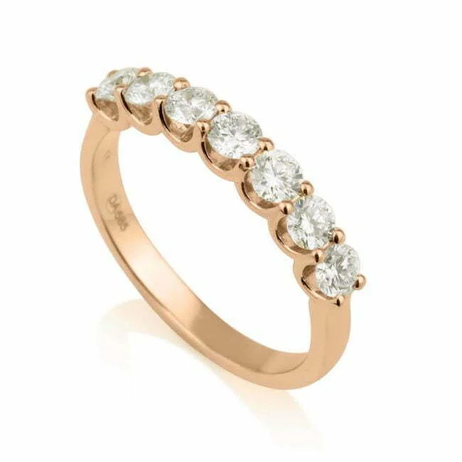 טבעת קשת עם שבעה יהלומים מזהב אדום