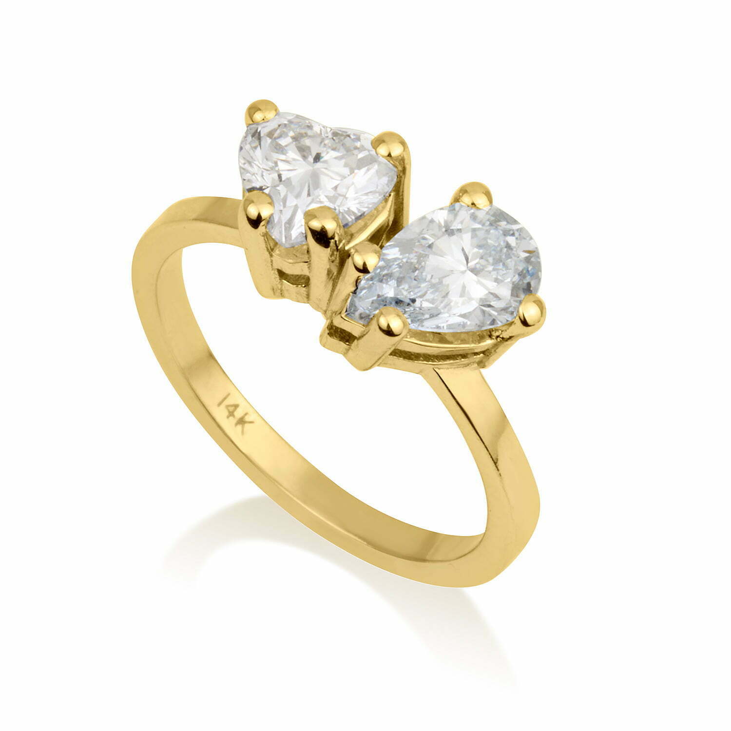 טבעת PEAR & HEART-FANTASY מזהב צהוב עם יהלומים