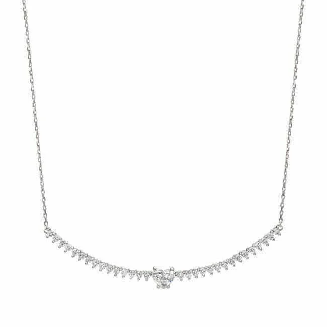 שרשרת בר מזהב לבן עם יהלום בצורת לב