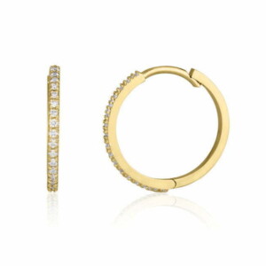 עגילי חישוק זהב עם יהלומים