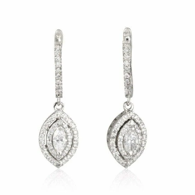 עגילי מרקיזה רויאל משובצים יהלומים מזהב לבן