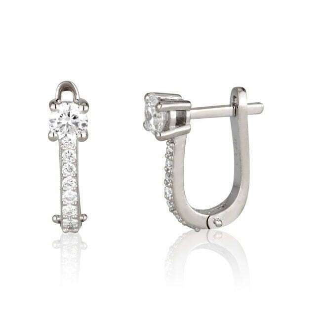 עגיל מרינה מזהב לבן ויהלומים