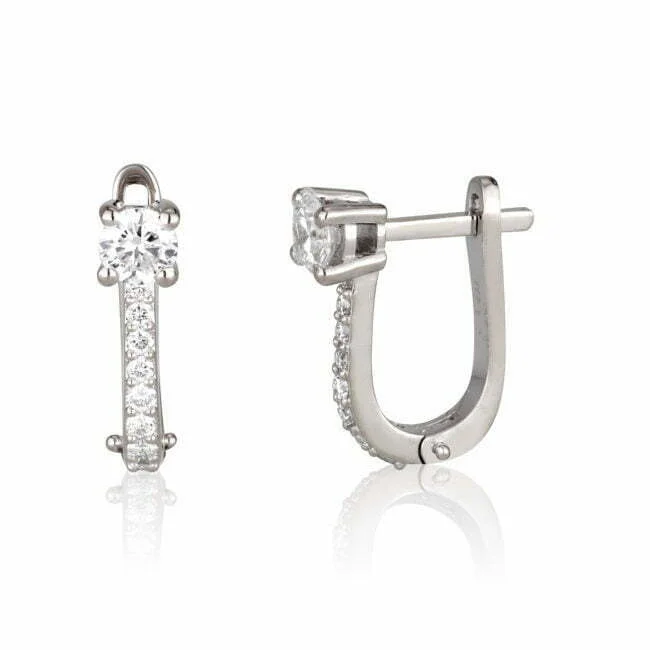 עגיל מרינה מזהב לבן ויהלומים