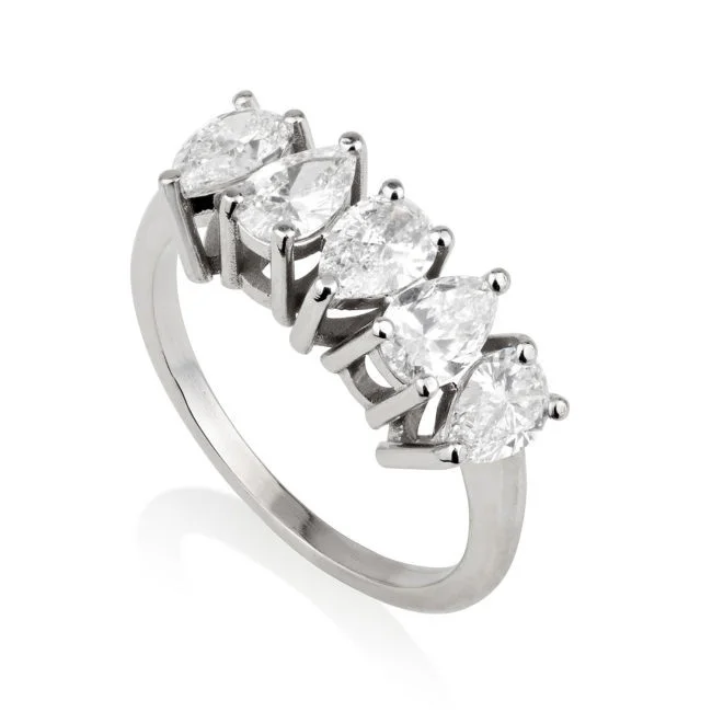 טבעת 5 יהלומים