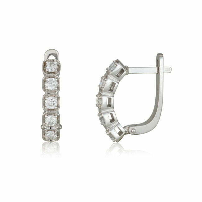 עגילי טליה משובצים יהלומים מזהב לבן