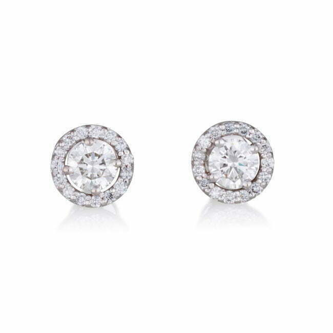 עגילי יוליה משובצים יהלומי מעבדה מזהב לבן