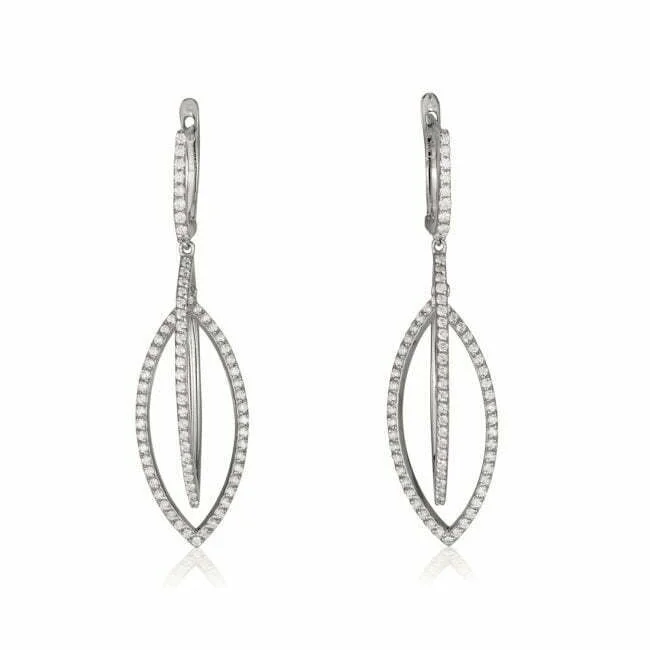 עגילי פרוסט אליפסה משובצים יהלומי מעבדה מזהב לבן