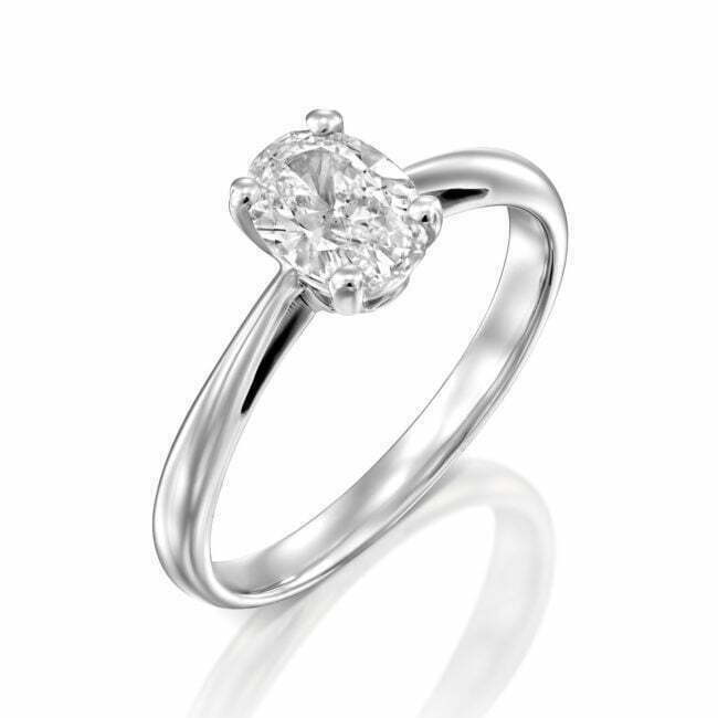 טבעת יהלום יחיד- סוליטר אובל