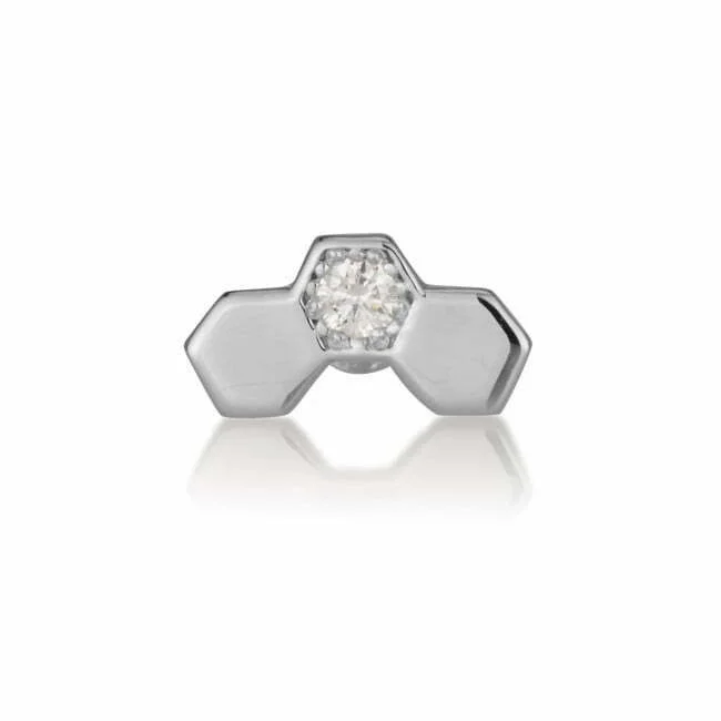 עגיל פירסינג honey מזהב לבן משובץ ביהלומים