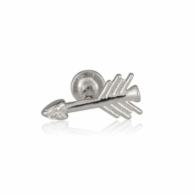 עגיל פירסינג arrow מזהב לבן עם יהלום