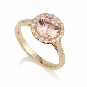 טבעת ROYAL COLOR זהב אדום עם אבן חן ורודה ויהלומים