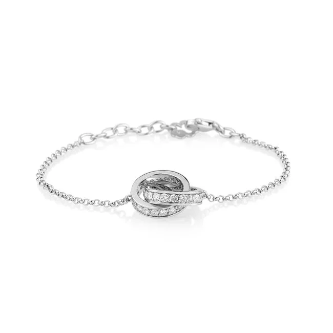 צמיד טבעות משובץ יהלומים זהב לבן