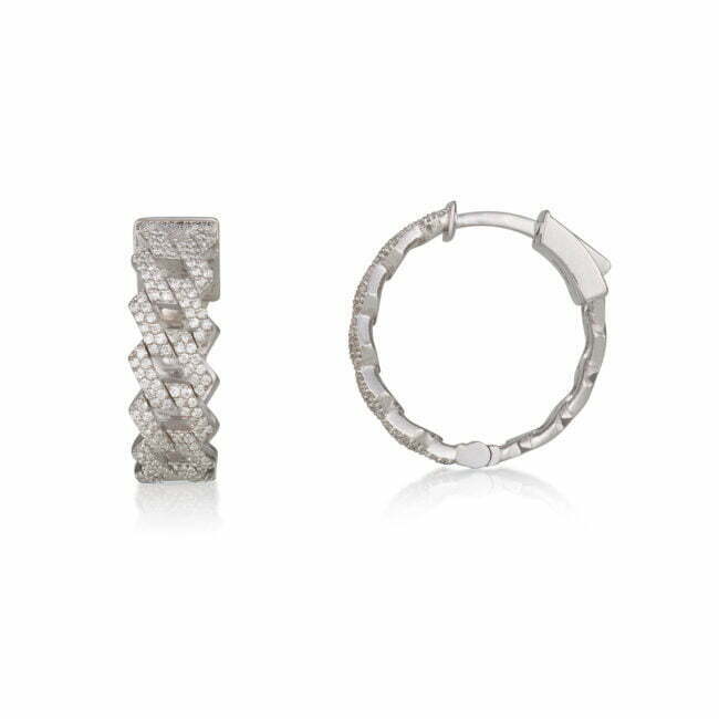 עגילי ויולט - זהב לבן ויהלומי מעבדה