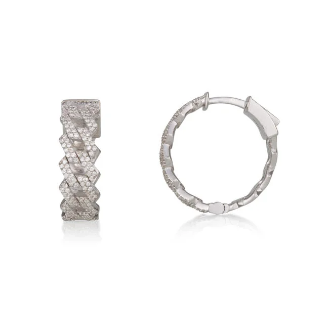 עגילי ויולט - זהב לבן ויהלומי מעבדה