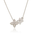 שרשרת פרחים זהב לבן משובצת יהלומים