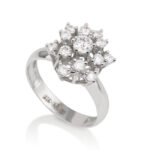 טבעת פרח יהלומים זהב לבן