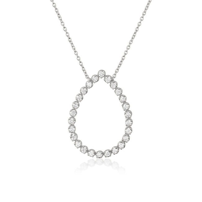 שרשרת טיפת יהלומים זהב לבן