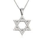 שרשרת מגן דוד מזהב לבן משובצת יהלומים
