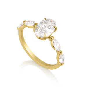 טבעת אירוסין אובל מרקיזה בזהב צהוב