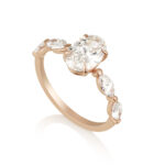 טבעת אירוסין אובל מרקיזה בזהב אדום