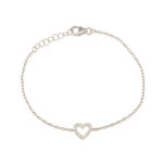 צמיד לב מזהב לבן משובץ יהלומים