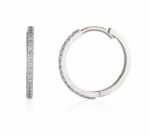 עגילי חישוק יהלומים L בזהב לבן משובצים יהלומי מעבדה