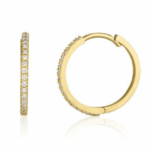 עגילי חישוק יהלומים L בזהב צהוב משובצים יהלומי מעבדה