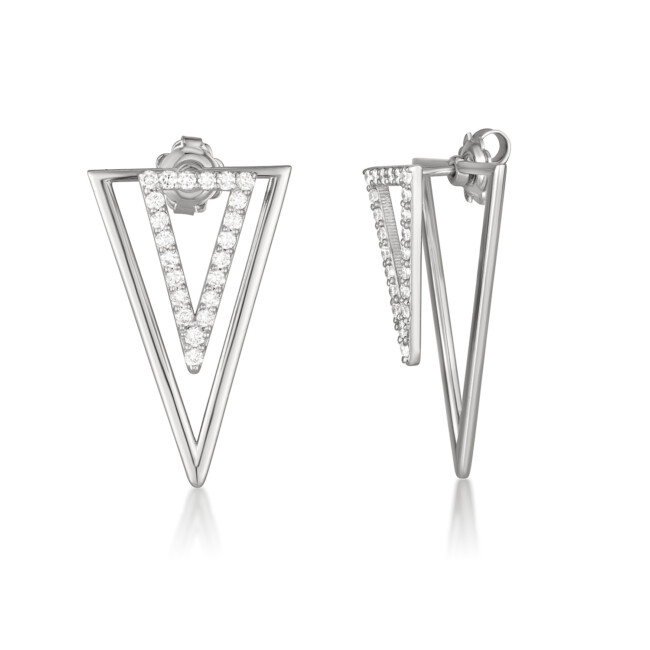 עגילי ILUMA DUO מזהב לבן משובצים ביהלומים