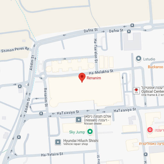 מפת הגעה לחנות תכשיטים ברעננה של רשת Xlab diamonds