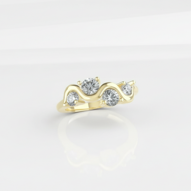 טבעת WAVE מזהב משובצת יהלומי מעבדה