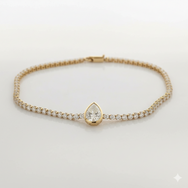 צמיד טניס טיפה צארם מזהב