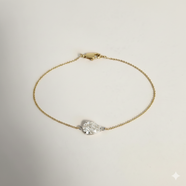 צמיד סוליטר יהלום מזהב צהוב