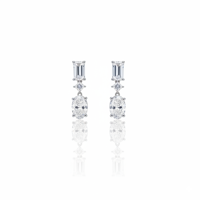 עגיל רויאל סימפוני מזהב לבן משובצים יהלומי מעבדה