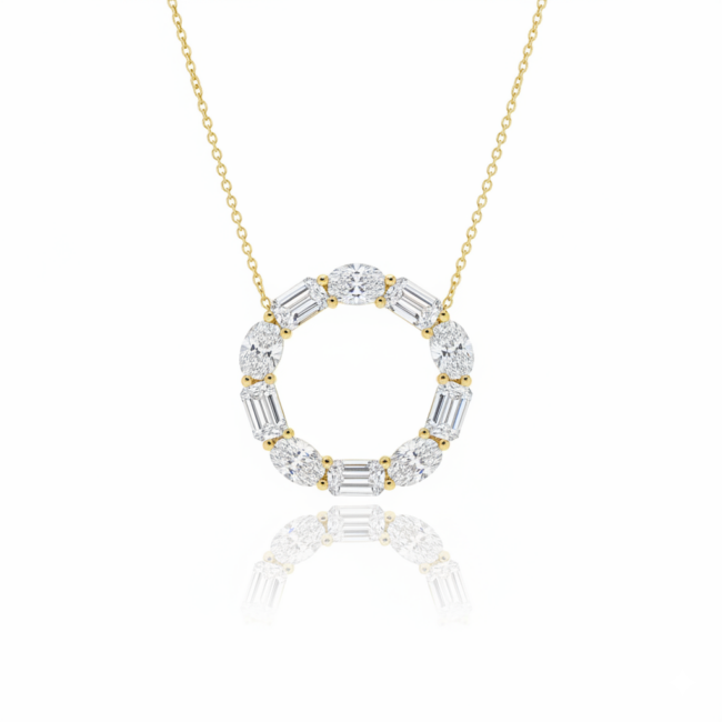 שרשרת מעגל אהבה מזהב משובצת יהלומי מעבדה