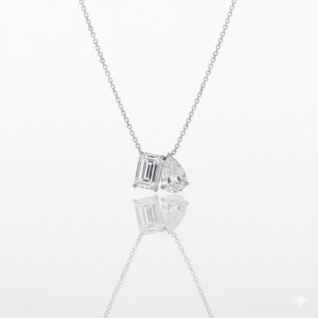 שרשרת דו ספארק מזהב משובצת יהלומי מעבדה