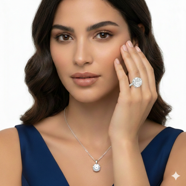 סט טבעת ושרשרת מזהב ויהלומים